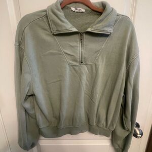 Double Zero Sage Green Quarter-Zip Sweatshirt